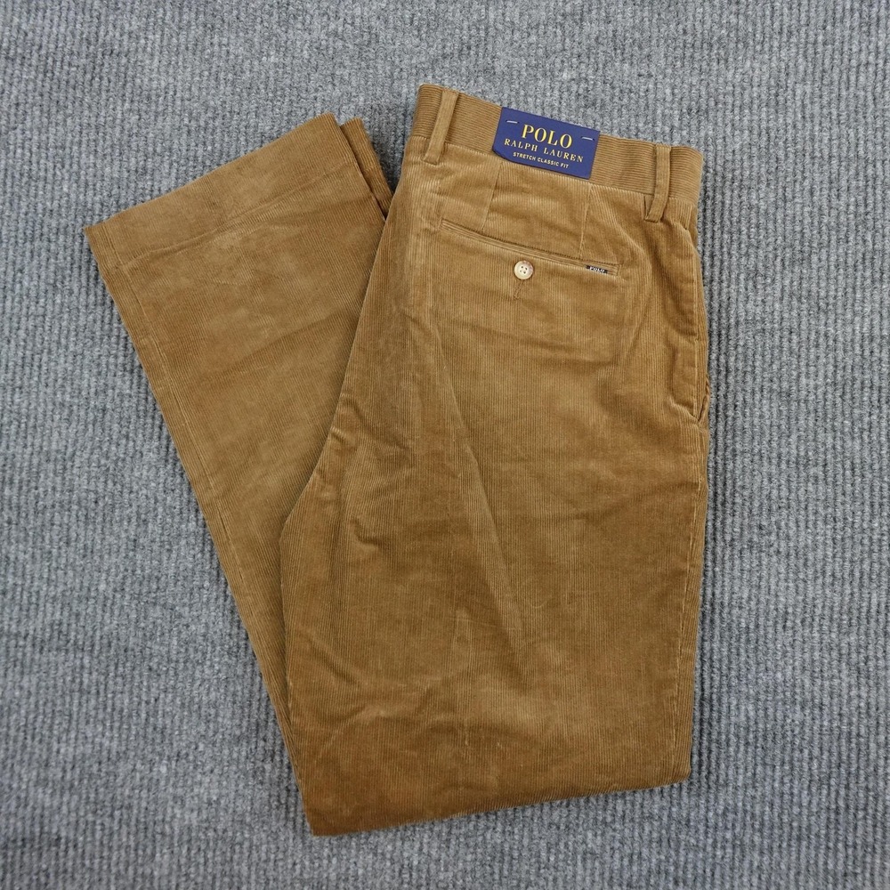 Polo Ralph Lauren Pants Mens 33x30 Brown Corduroy Chino Stretch Classic Fit